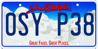 SD license plate 0SYP38