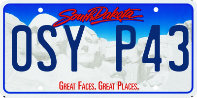 SD license plate 0SYP43