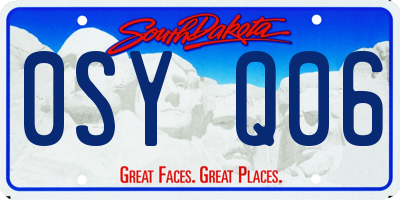 SD license plate 0SYQ06