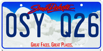 SD license plate 0SYQ26