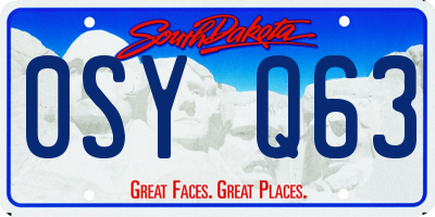 SD license plate 0SYQ63
