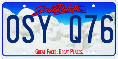 SD license plate 0SYQ76