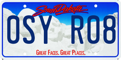 SD license plate 0SYR08