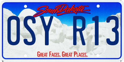 SD license plate 0SYR13