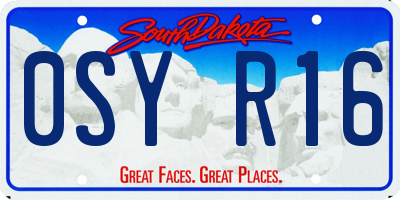 SD license plate 0SYR16