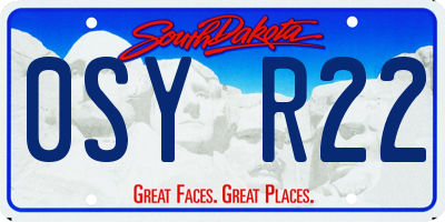 SD license plate 0SYR22