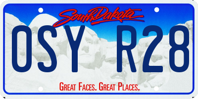 SD license plate 0SYR28
