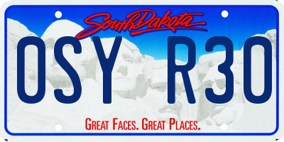 SD license plate 0SYR30