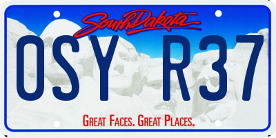 SD license plate 0SYR37