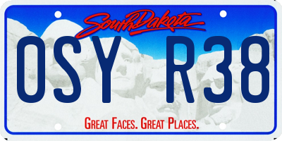 SD license plate 0SYR38
