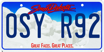 SD license plate 0SYR92