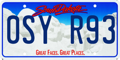SD license plate 0SYR93