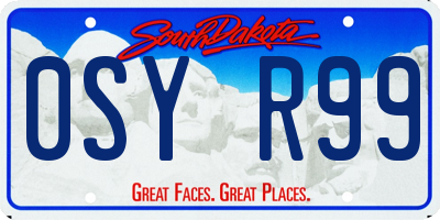 SD license plate 0SYR99
