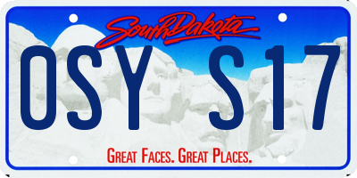 SD license plate 0SYS17