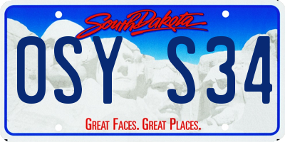 SD license plate 0SYS34