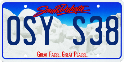 SD license plate 0SYS38