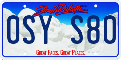 SD license plate 0SYS80