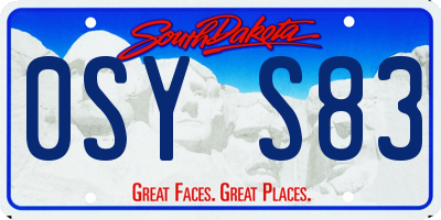 SD license plate 0SYS83