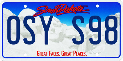 SD license plate 0SYS98