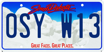 SD license plate 0SYW13