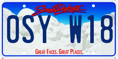 SD license plate 0SYW18