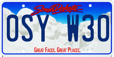 SD license plate 0SYW30