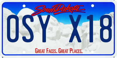 SD license plate 0SYX18