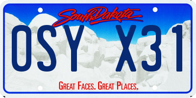 SD license plate 0SYX31