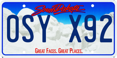 SD license plate 0SYX92