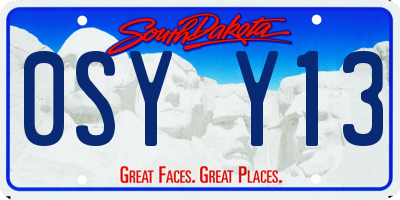SD license plate 0SYY13