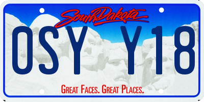 SD license plate 0SYY18