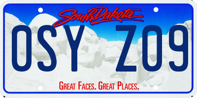 SD license plate 0SYZ09