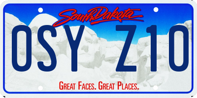 SD license plate 0SYZ10