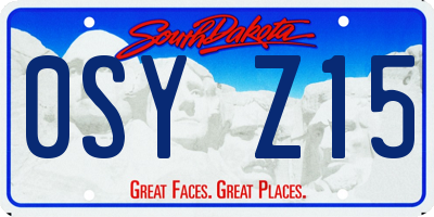 SD license plate 0SYZ15