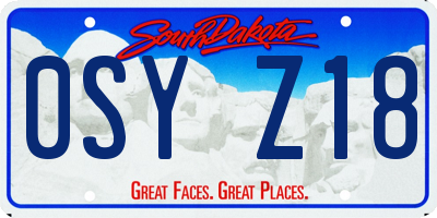 SD license plate 0SYZ18