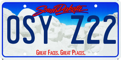 SD license plate 0SYZ22