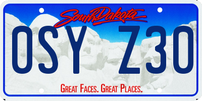 SD license plate 0SYZ30