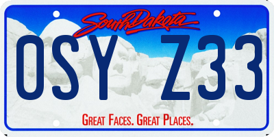 SD license plate 0SYZ33