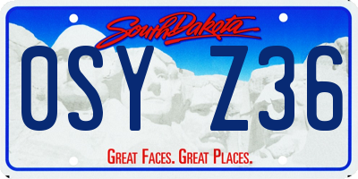 SD license plate 0SYZ36