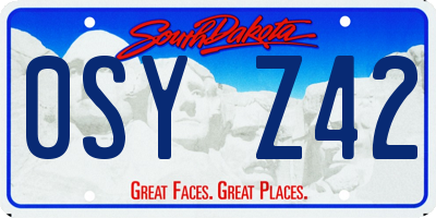 SD license plate 0SYZ42