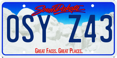 SD license plate 0SYZ43