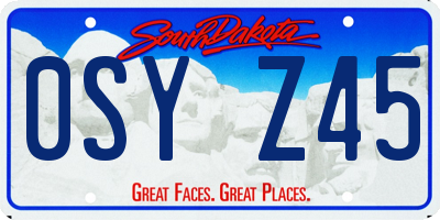 SD license plate 0SYZ45