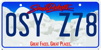 SD license plate 0SYZ78