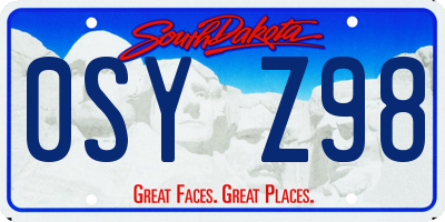 SD license plate 0SYZ98