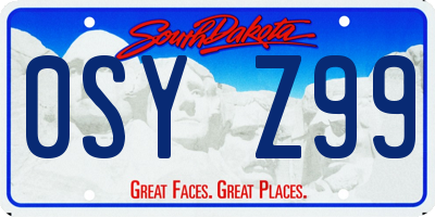 SD license plate 0SYZ99