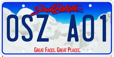 SD license plate 0SZA01