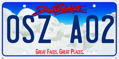 SD license plate 0SZA02