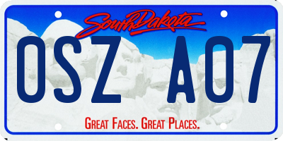 SD license plate 0SZA07