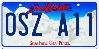 SD license plate 0SZA11