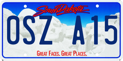 SD license plate 0SZA15